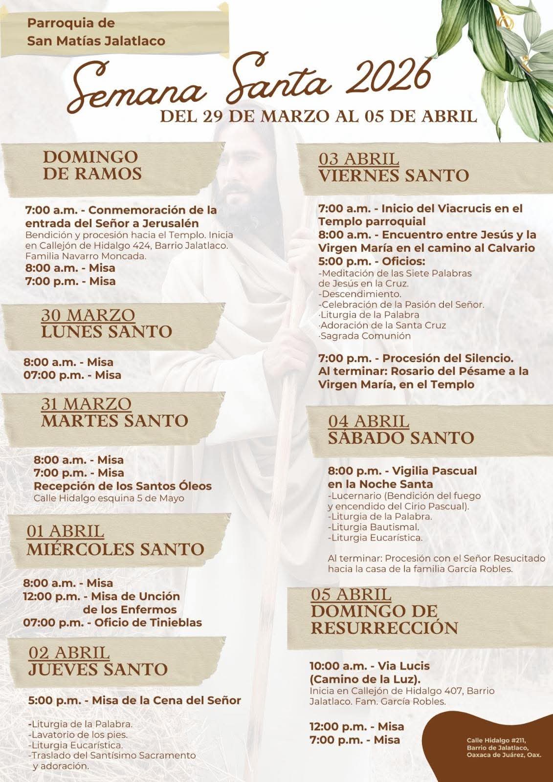 Domingo de Resurrección en Jalatlaco 2026 | Vía Lucis y misas