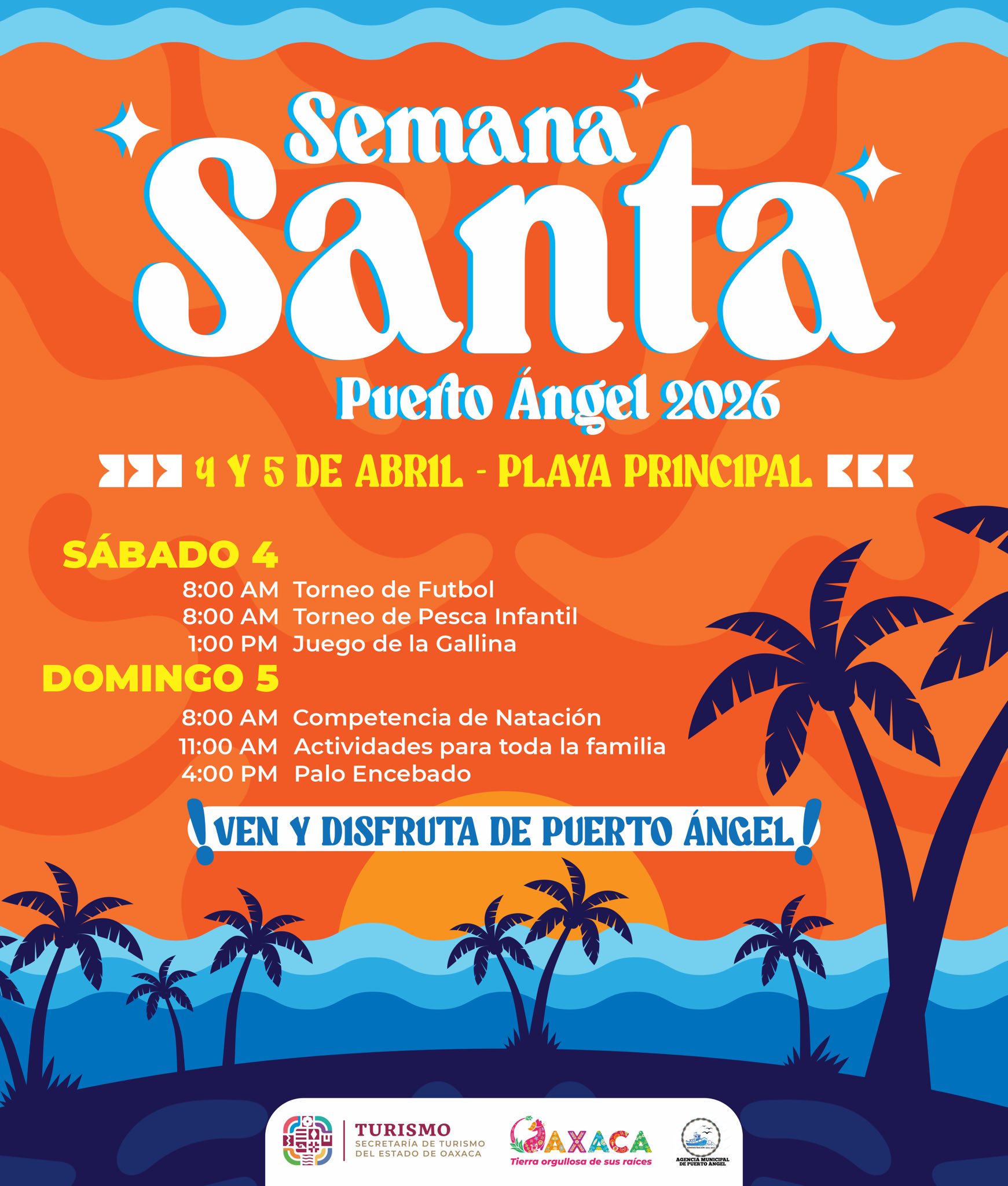 Semana Santa Puerto Ángel 2026: actividades en Playa Principal