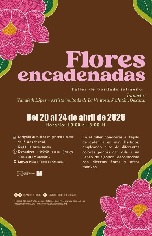 Taller de bordado istmeño: Flores encadenadas en Oaxaca