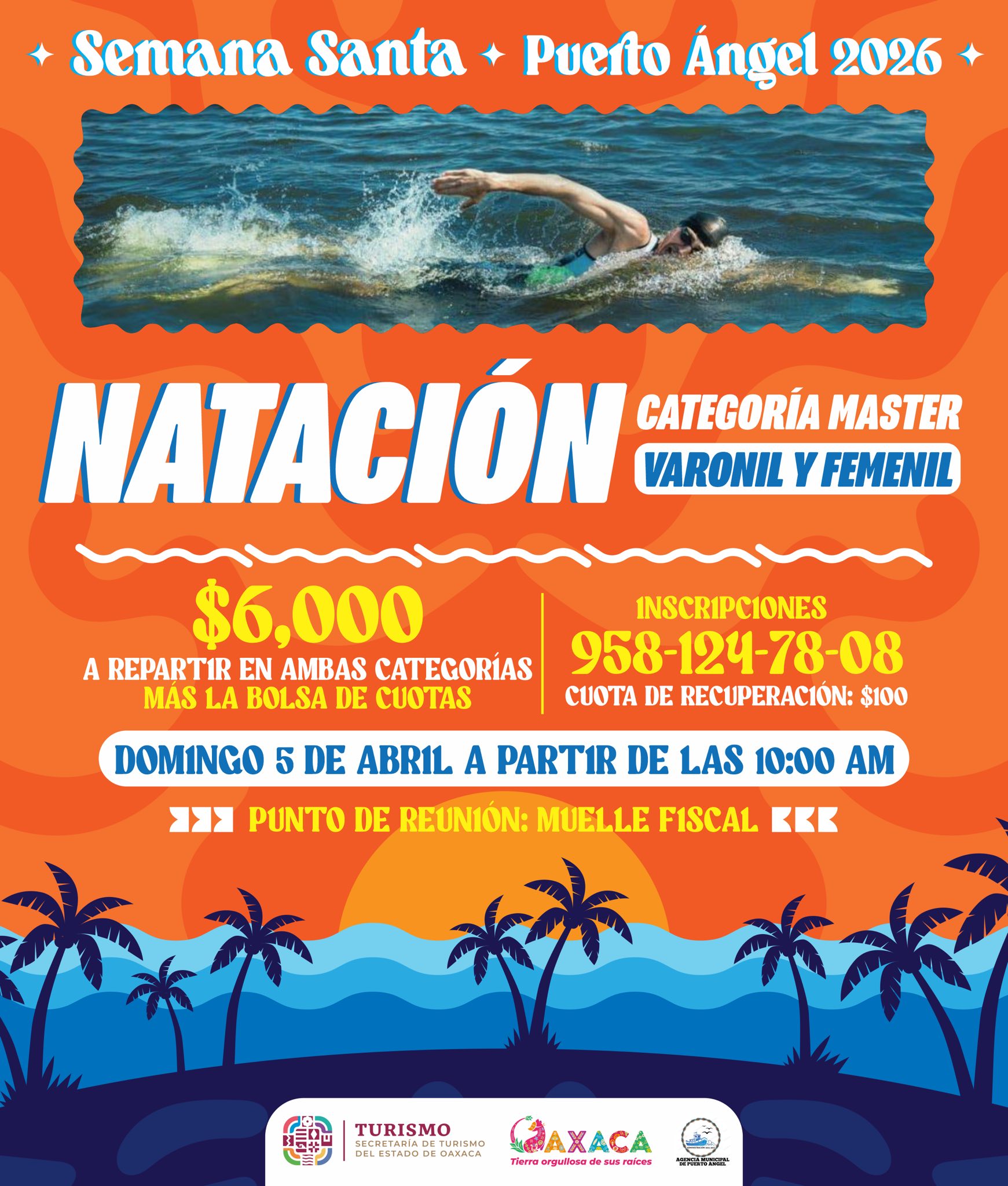 Competencia de natación en Puerto Ángel – Semana Santa 2026