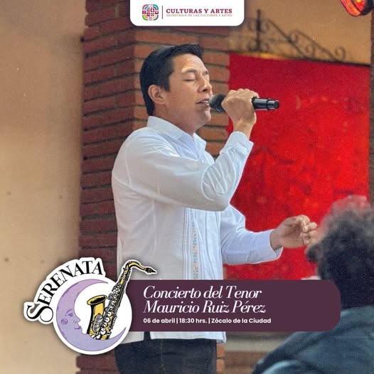 Concierto del tenor oaxaqueño Mauricio Ruiz Pérez en el Zócalo de Oaxaca