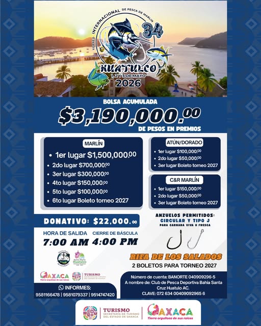 Torneo Internacional de Pesca de Marlín 2026 en Huatulco